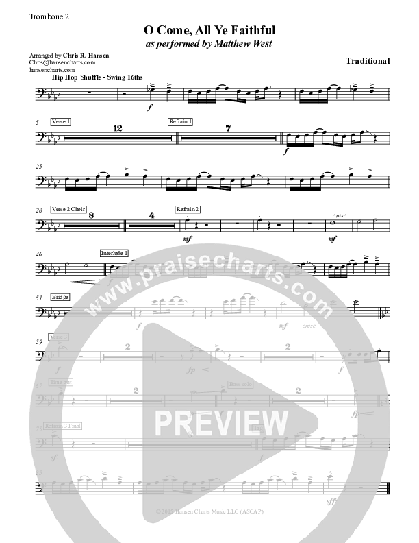 O Come All Ye Faithful Trombone 2 (Matthew West)
