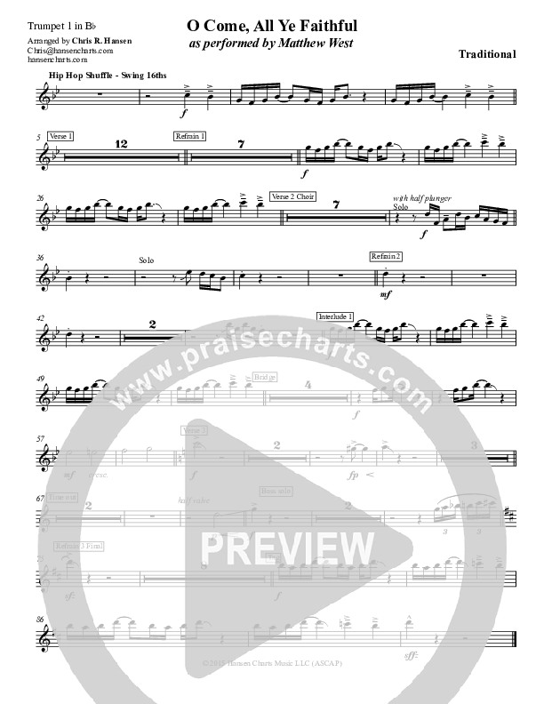 O Come All Ye Faithful Trumpet 1 (Matthew West)