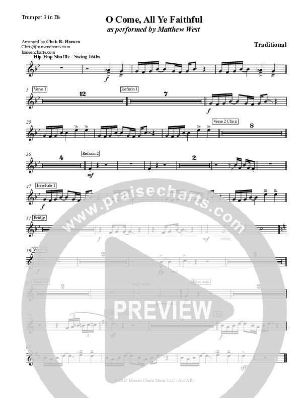 O Come All Ye Faithful Trumpet 3 (Matthew West)