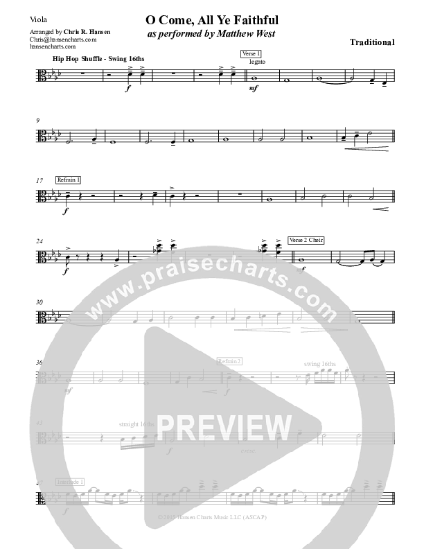 O Come All Ye Faithful Viola (Matthew West)