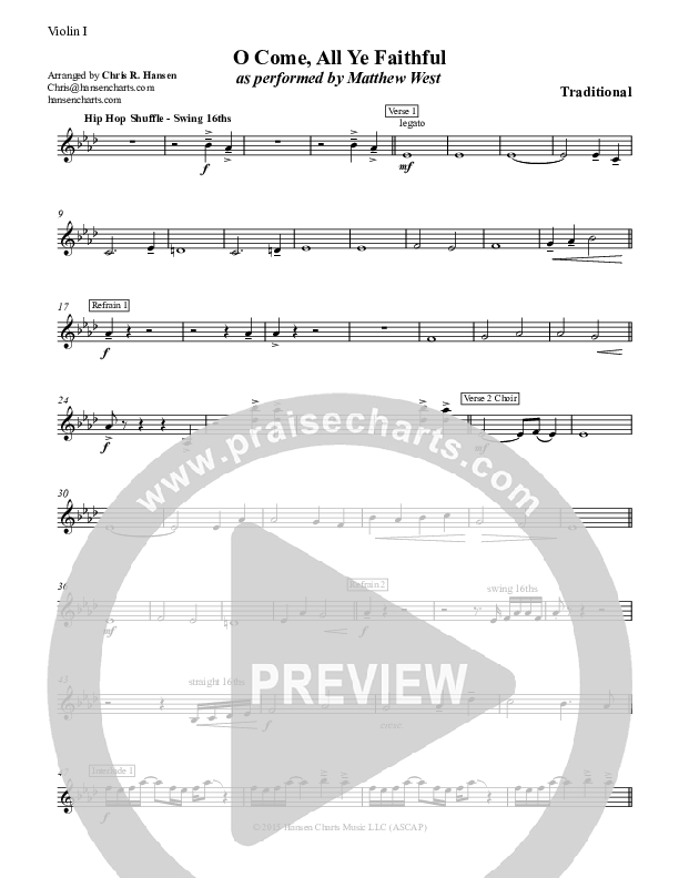 O Come All Ye Faithful Violin 1 (Matthew West)