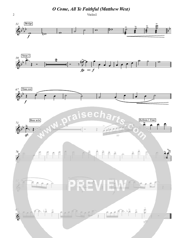 O Come All Ye Faithful Violin 1 (Matthew West)