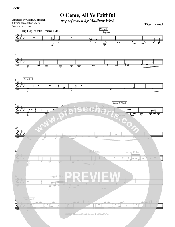 O Come All Ye Faithful Violin 2 (Matthew West)