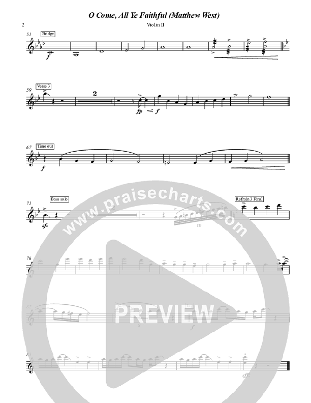 O Come All Ye Faithful Violin 2 (Matthew West)