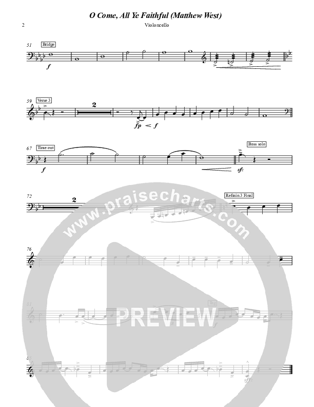 O Come All Ye Faithful Violincello (Matthew West)