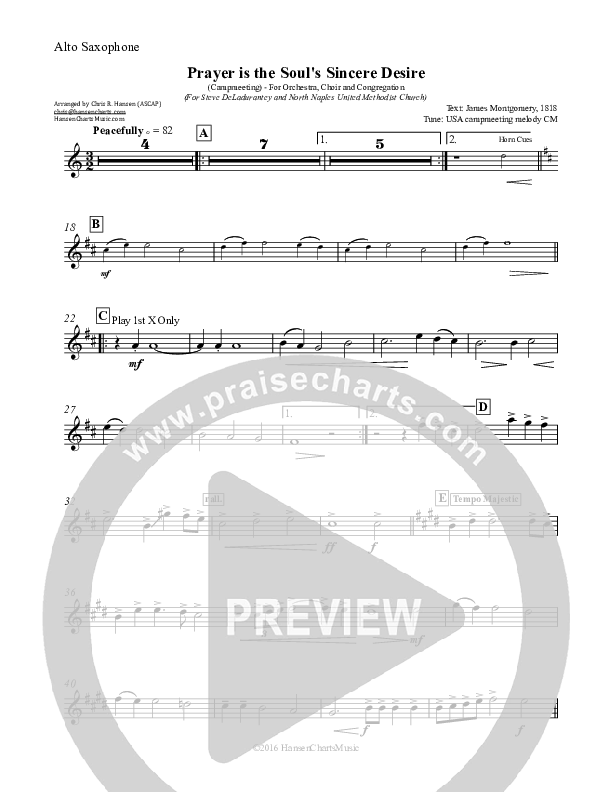 Prayer is the Soul's Sincere Desire Alto Sax (Chris Hansen)
