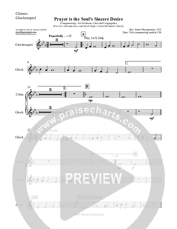 Prayer is the Soul's Sincere Desire Chimes/Glockenspiel (Chris Hansen)