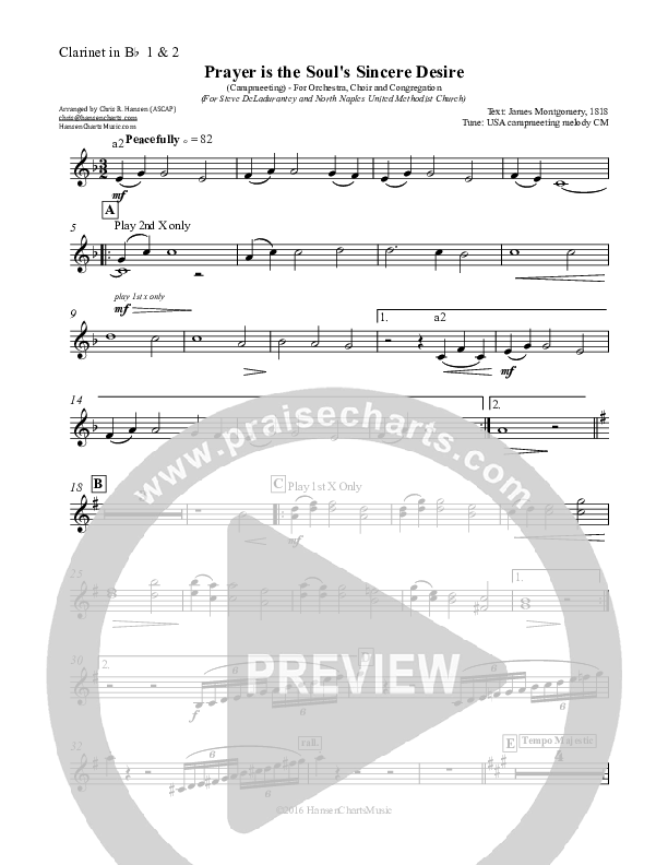 Prayer is the Soul's Sincere Desire Clarinet 1/2 (Chris Hansen)