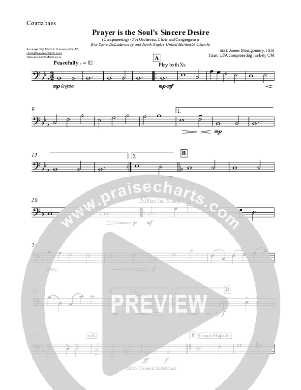 Prayer is the Soul's Sincere Desire Contrabass (Chris Hansen)