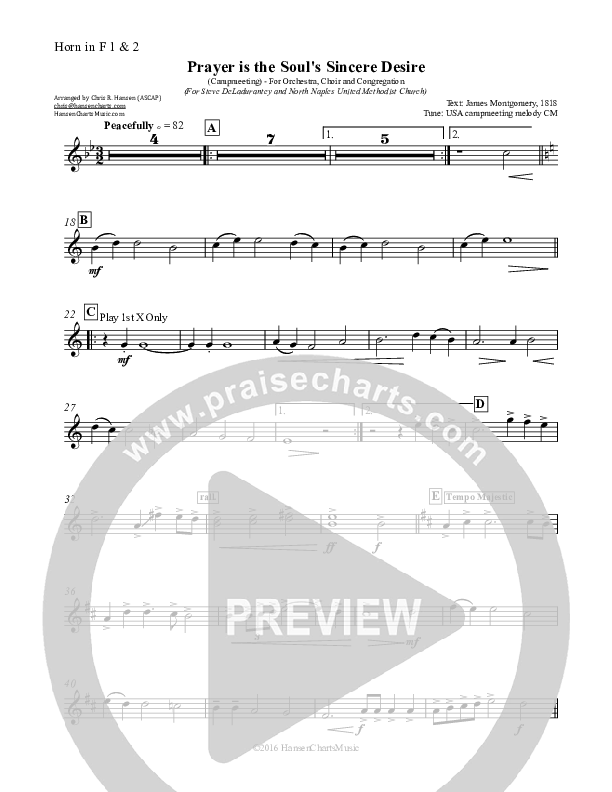 Prayer is the Soul's Sincere Desire French Horn 1/2 (Chris Hansen)