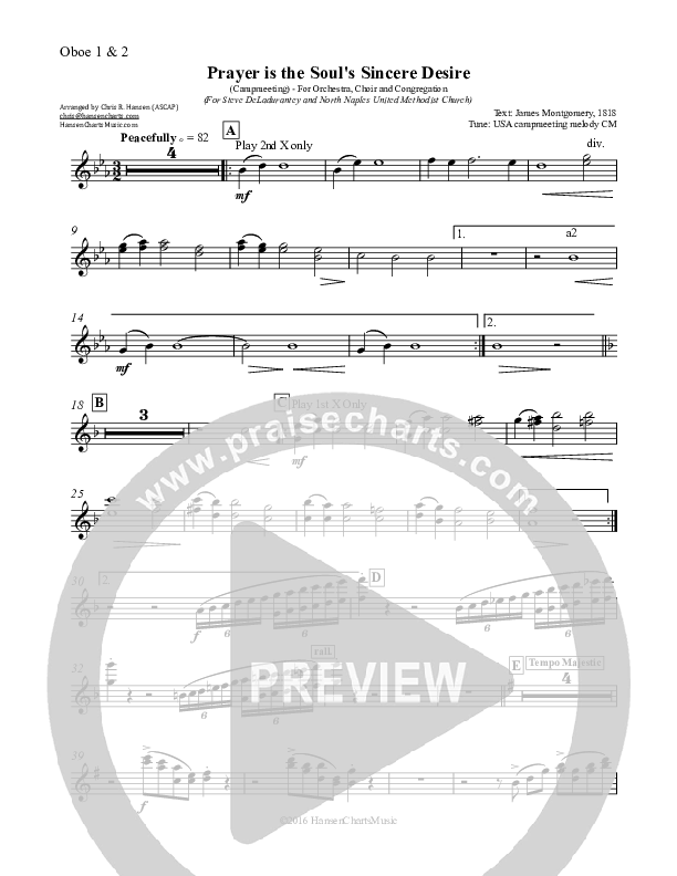 Prayer is the Soul's Sincere Desire Oboe 1/2 (Chris Hansen)