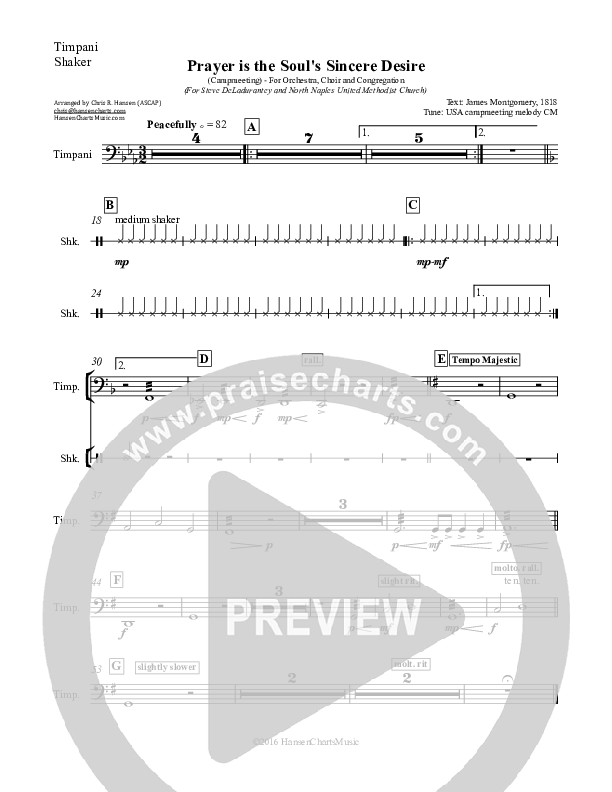 Prayer is the Soul's Sincere Desire Timpani/Shaker (Chris Hansen)