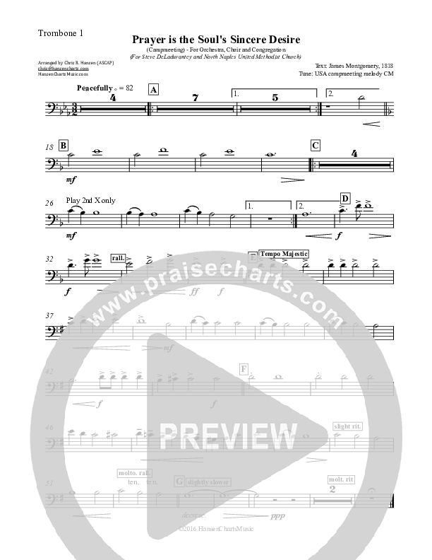 Prayer is the Soul's Sincere Desire Trombone 1 (Chris Hansen)