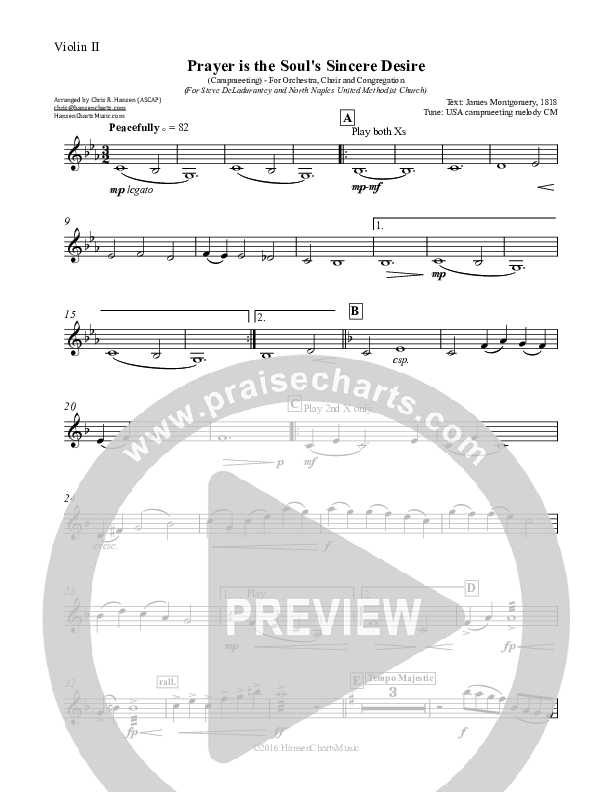 Prayer is the Soul's Sincere Desire Violin 2 (Chris Hansen)