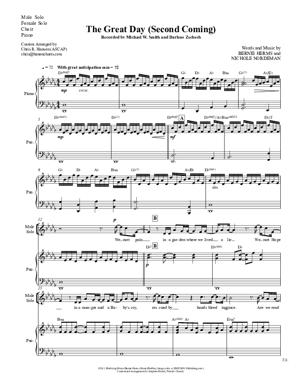 The Great Day (Second Coming) Choir Score (Michael W. Smith)