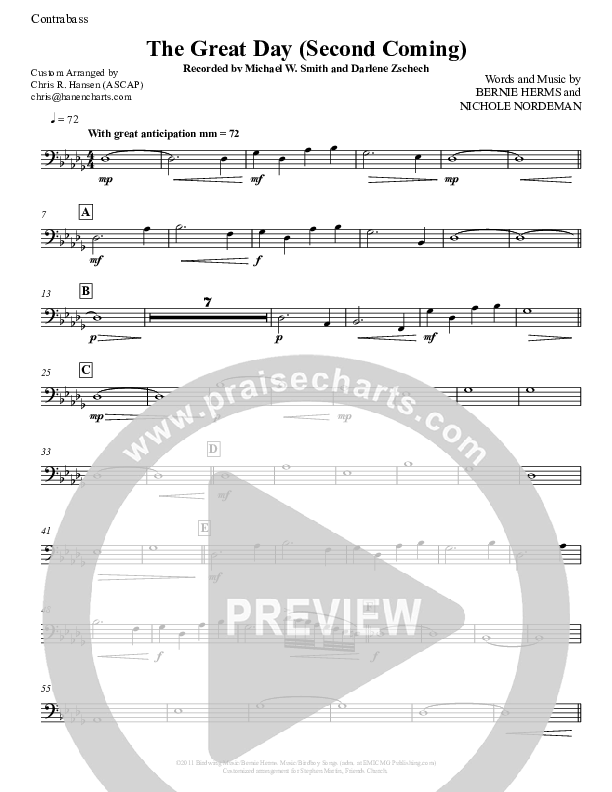 The Great Day (Second Coming) Contrabass (Michael W. Smith)