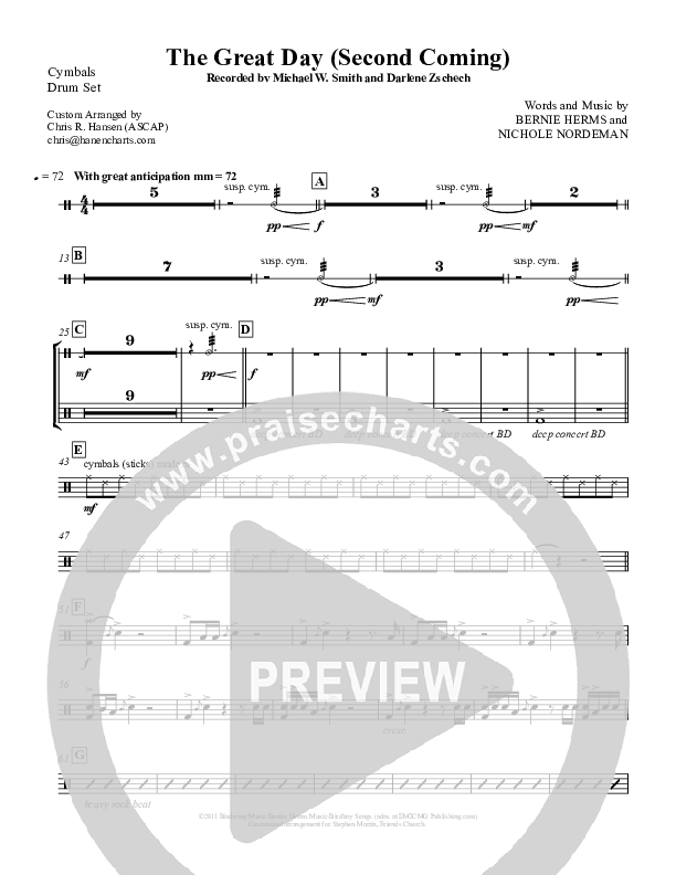 The Great Day (Second Coming) Drum Set (Michael W. Smith)