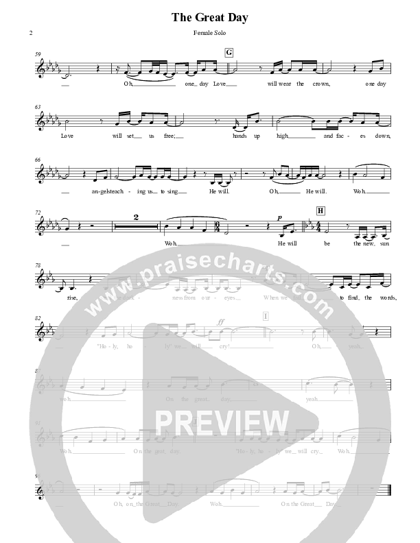The Great Day (Second Coming) Female Solo (Michael W. Smith)