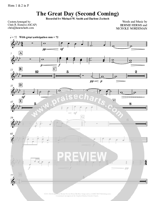 The Great Day (Second Coming) French Horn 1/2 (Michael W. Smith)