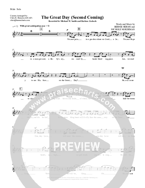 The Great Day (Second Coming) Male Solo (Michael W. Smith)