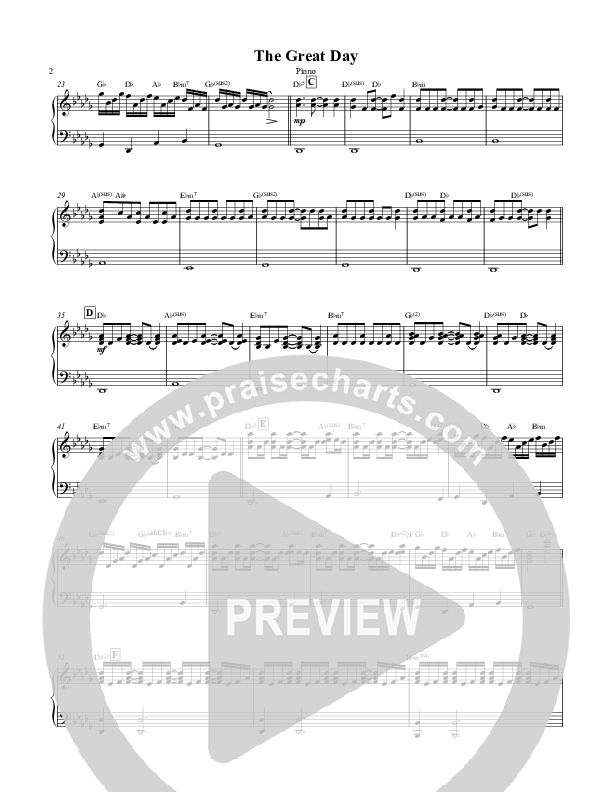 The Great Day (Second Coming) Piano Sheet (Michael W. Smith)