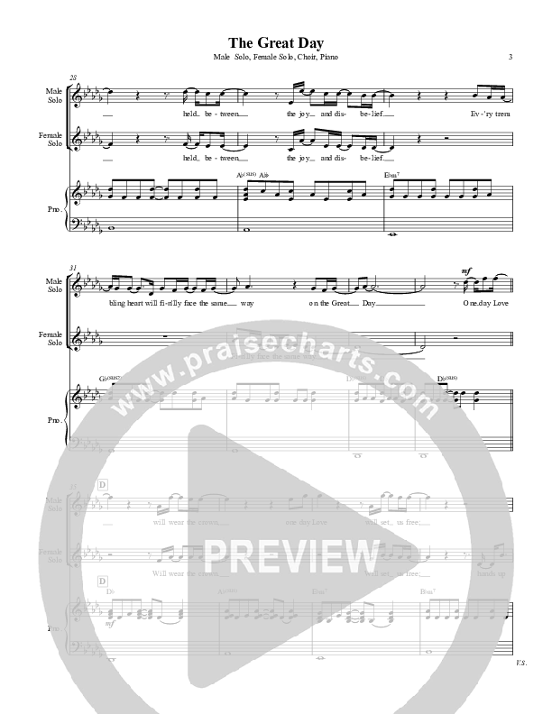 The Great Day (Second Coming) Piano Sheet (Michael W. Smith)