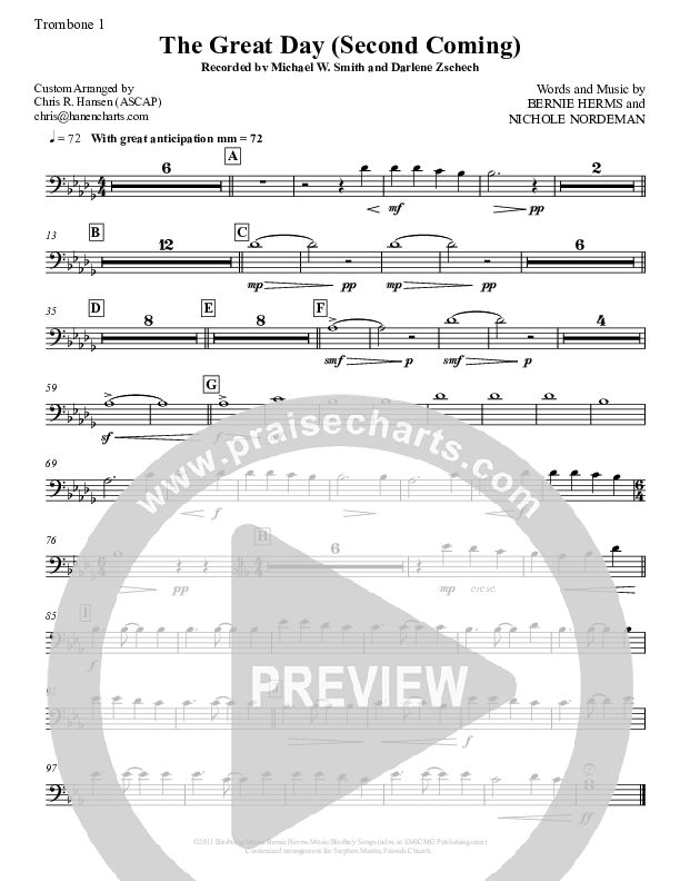 The Great Day (Second Coming) Trombone 1 (Michael W. Smith)