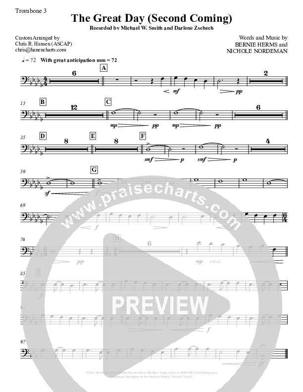 The Great Day (Second Coming) Trombone 3 (Michael W. Smith)