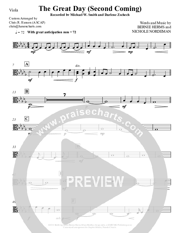 The Great Day (Second Coming) Viola (Michael W. Smith)
