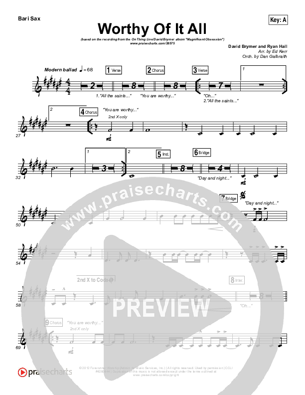 Worthy Of It All Bari Sax (Onething Live / David Brymer)