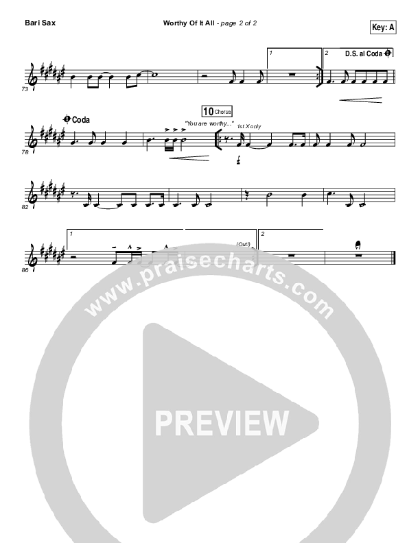 Worthy Of It All Bari Sax (Onething Live / David Brymer)