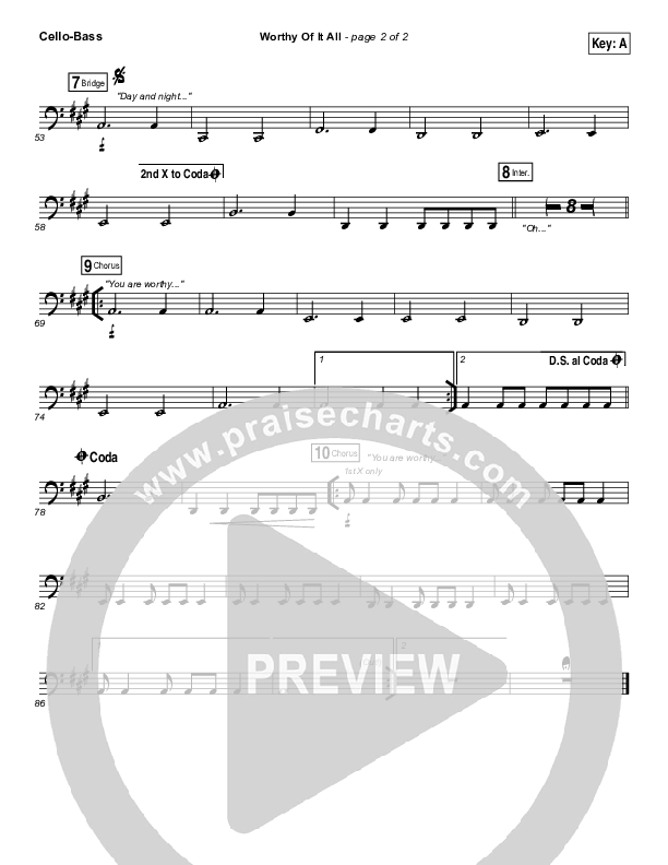 Worthy Of It All Cello/Bass (Onething Live / David Brymer)