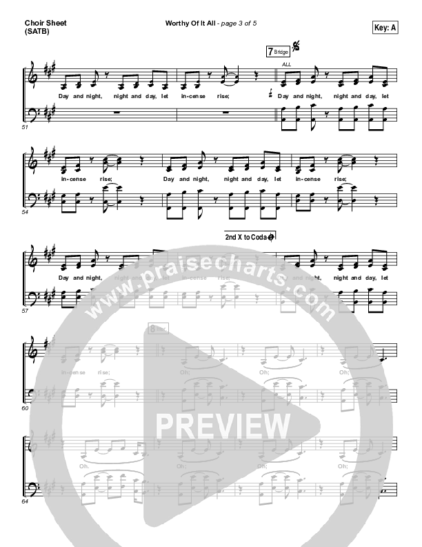 Worthy Of It All Choir Sheet (SATB) (Onething Live / David Brymer)