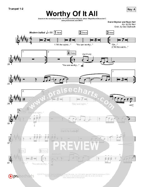 Worthy Of It All Trumpet 1,2 (Onething Live / David Brymer)