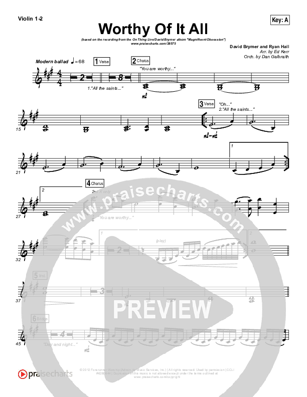 Worthy Of It All Violin 1/2 (Onething Live / David Brymer)