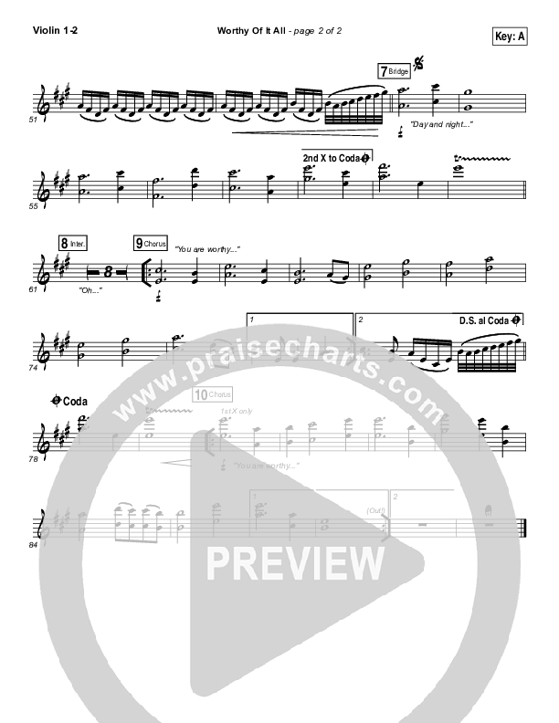 Worthy Of It All Violin 1/2 (Onething Live / David Brymer)