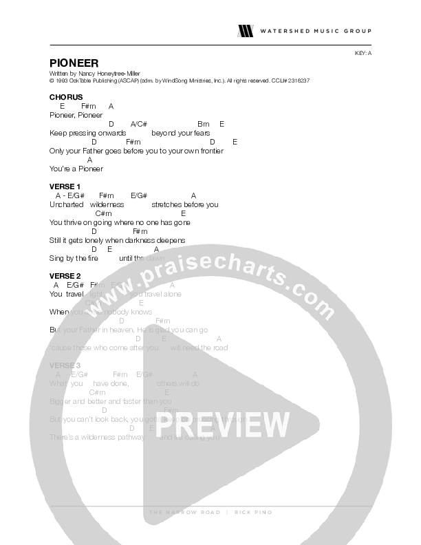 Pioneer Chord Chart (Rick Pino)