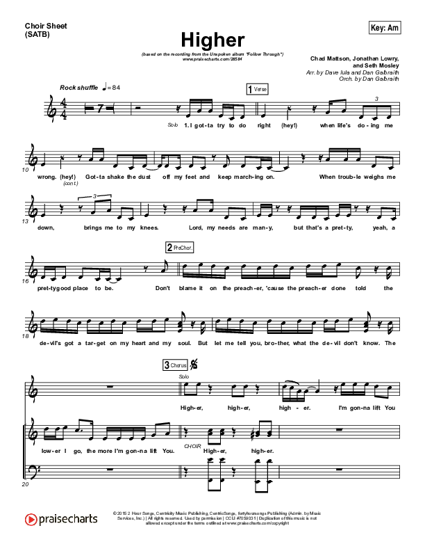Higher Choir Sheet (SATB) (Unspoken)