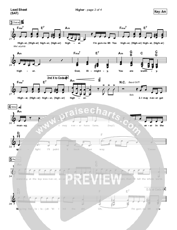 Higher Lead Sheet (SAT) (Unspoken)