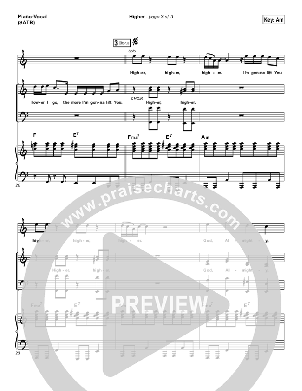 Higher Piano/Vocal (SATB) (Unspoken)