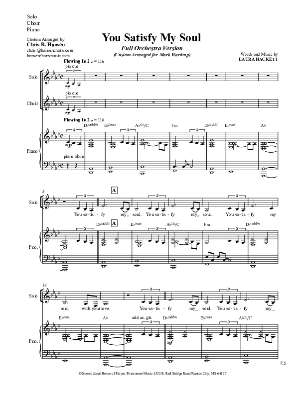 You Satisfy My Soul Choir Score (Laura Hackett)