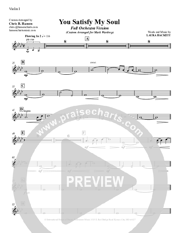 You Satisfy My Soul Violin 1 (Laura Hackett)