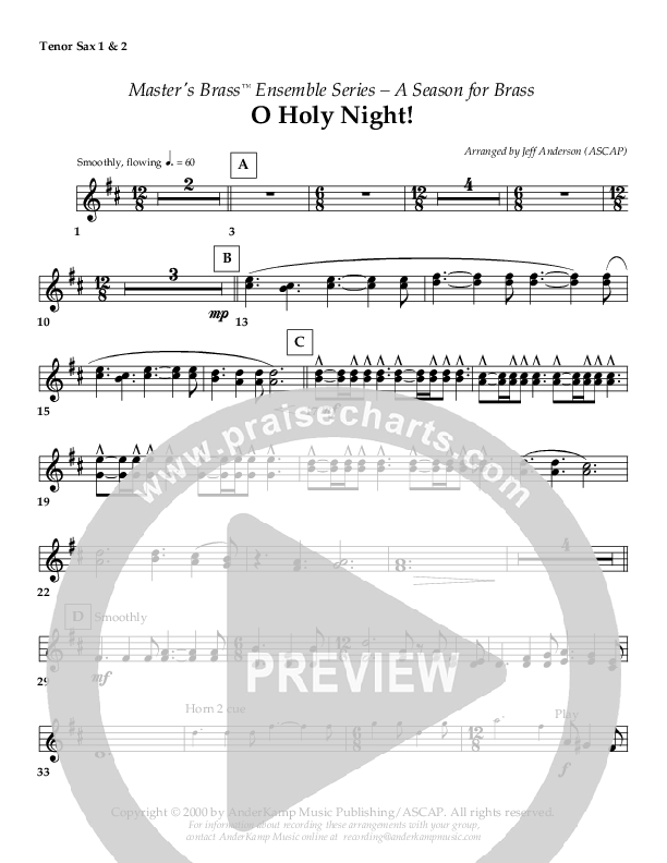 O Holy Night (Instrumental) Tenor Sax 1/2 ()