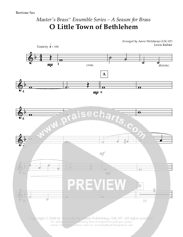 O Little Town Of Bethlehem (Instrumental) Bari Sax ()