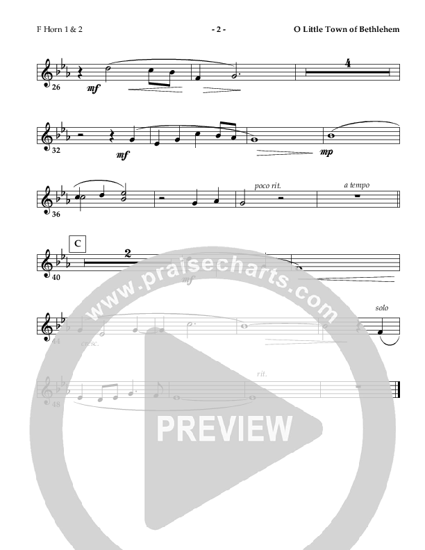 O Little Town Of Bethlehem (Instrumental) French Horn 1/2 ()