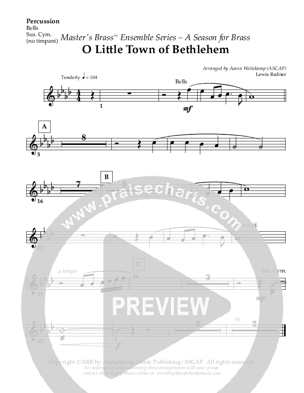 O Little Town Of Bethlehem (Instrumental) Percussion ()