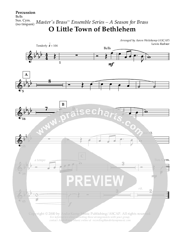 O Little Town Of Bethlehem (Instrumental) Percussion ()