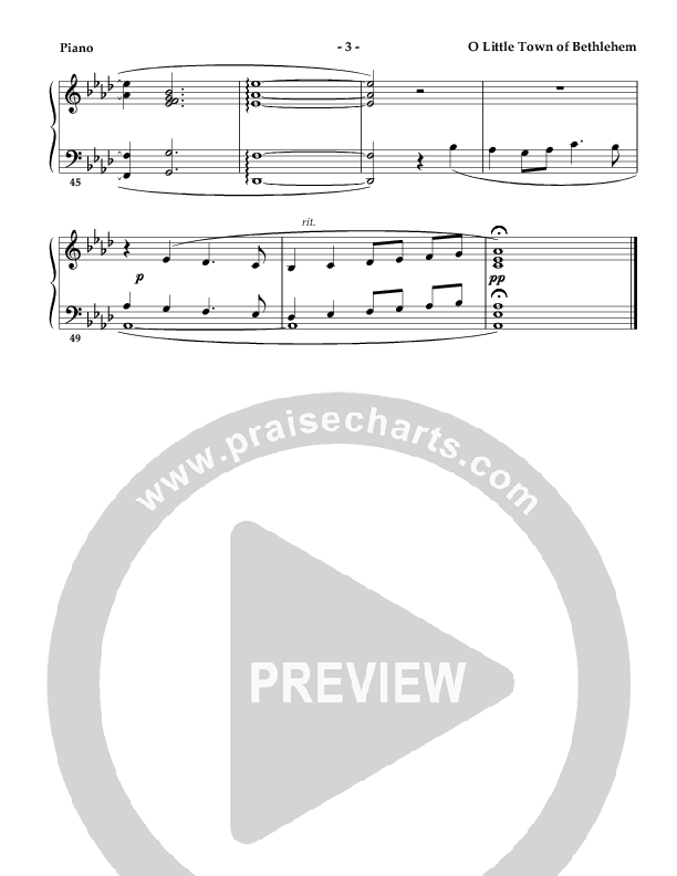 O Little Town Of Bethlehem (Instrumental) Piano Sheet ()