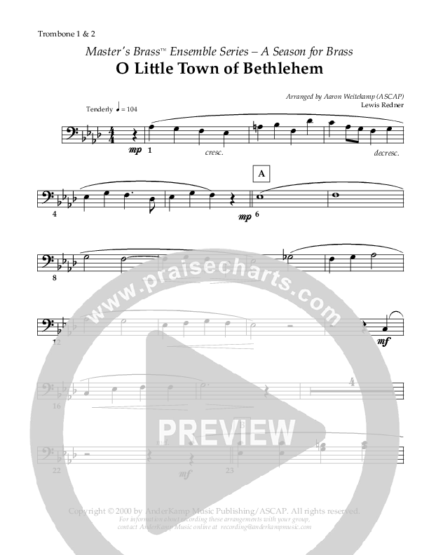 O Little Town Of Bethlehem (Instrumental) Trombone 1/2 ()