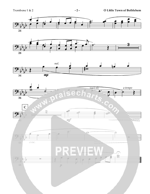 O Little Town Of Bethlehem (Instrumental) Trombone 1/2 ()